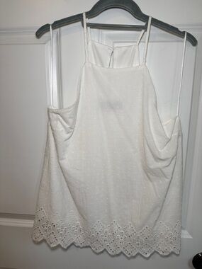 Blue Rain White Eyelet Halter Tank Top
